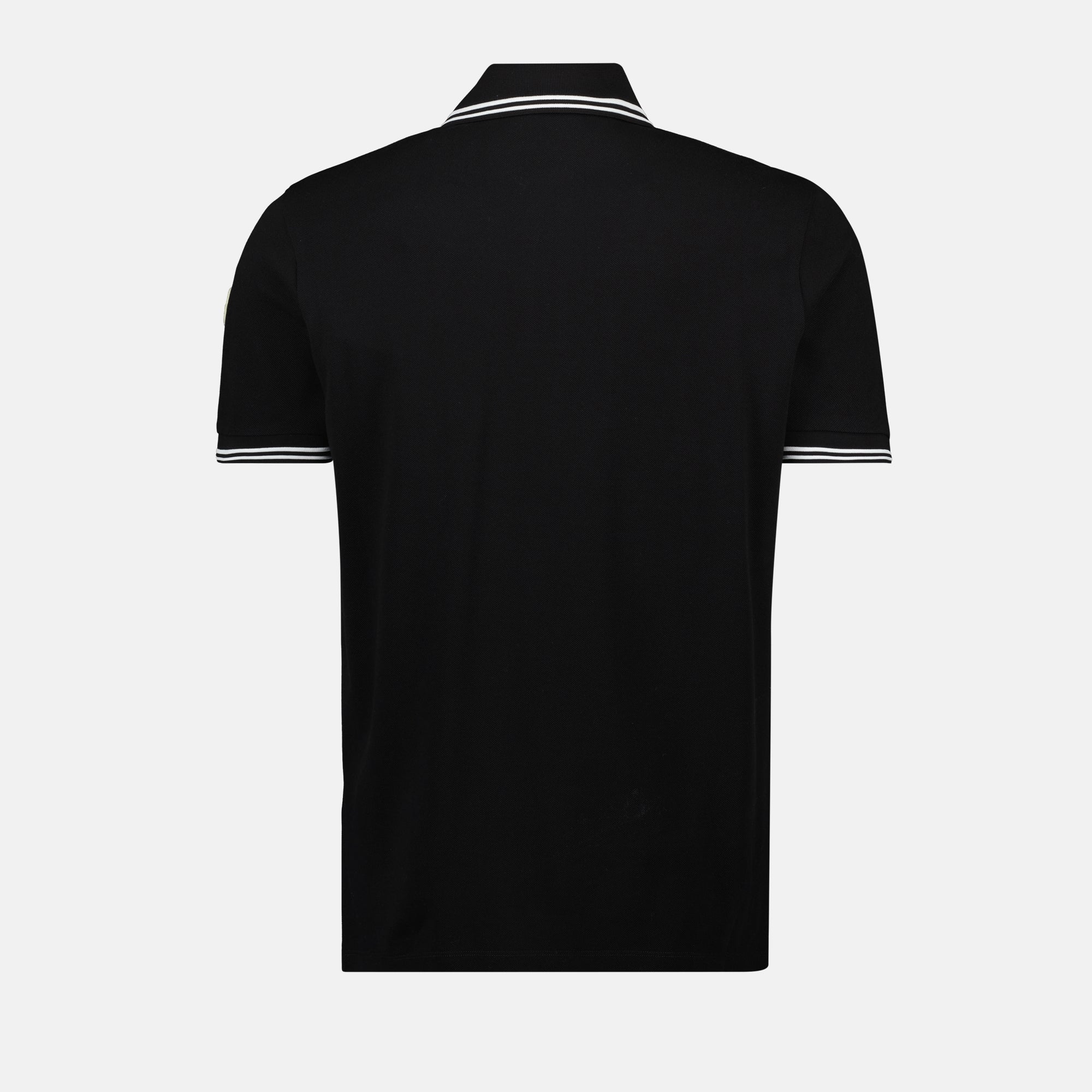 Black polo, striped trim polo, Moncler polo, cotton polo shirt, spring-summer collection