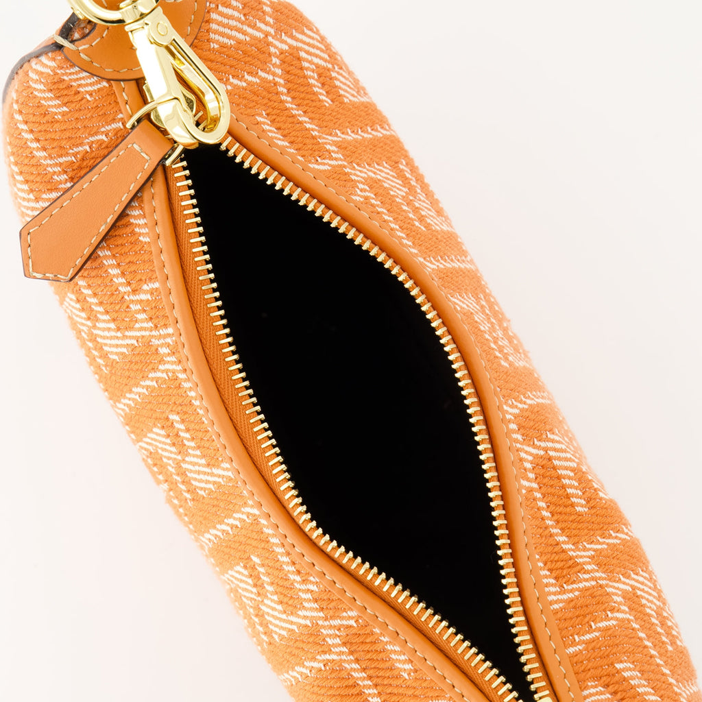 Fendigraphy mini bag, orange crossbody bag, FF print accessory, leather jacquard bag, women's designer bag