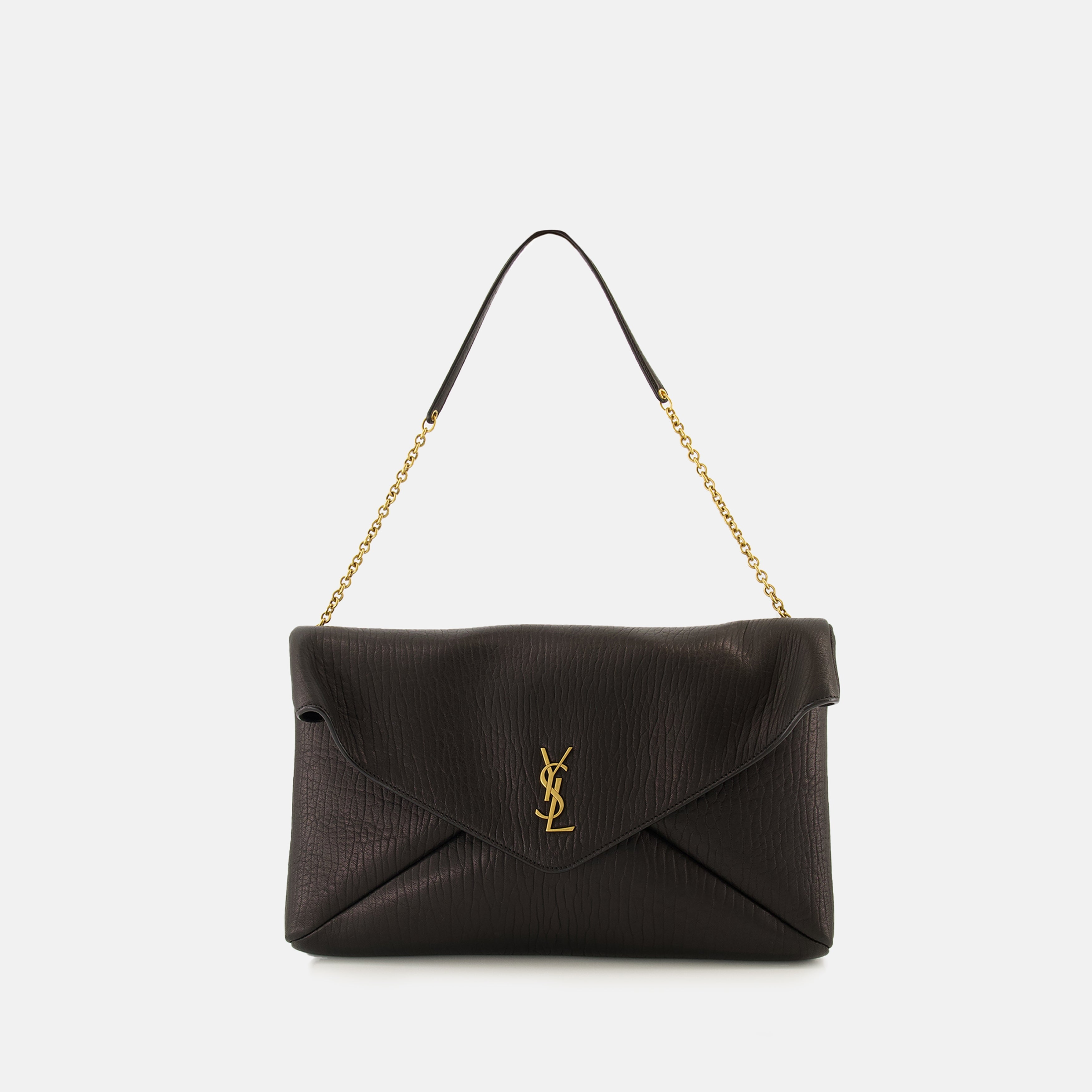 Saint Laurent clutch, black lambskin bag, Cassandre XXL, luxury leather accessory, designer clutch
