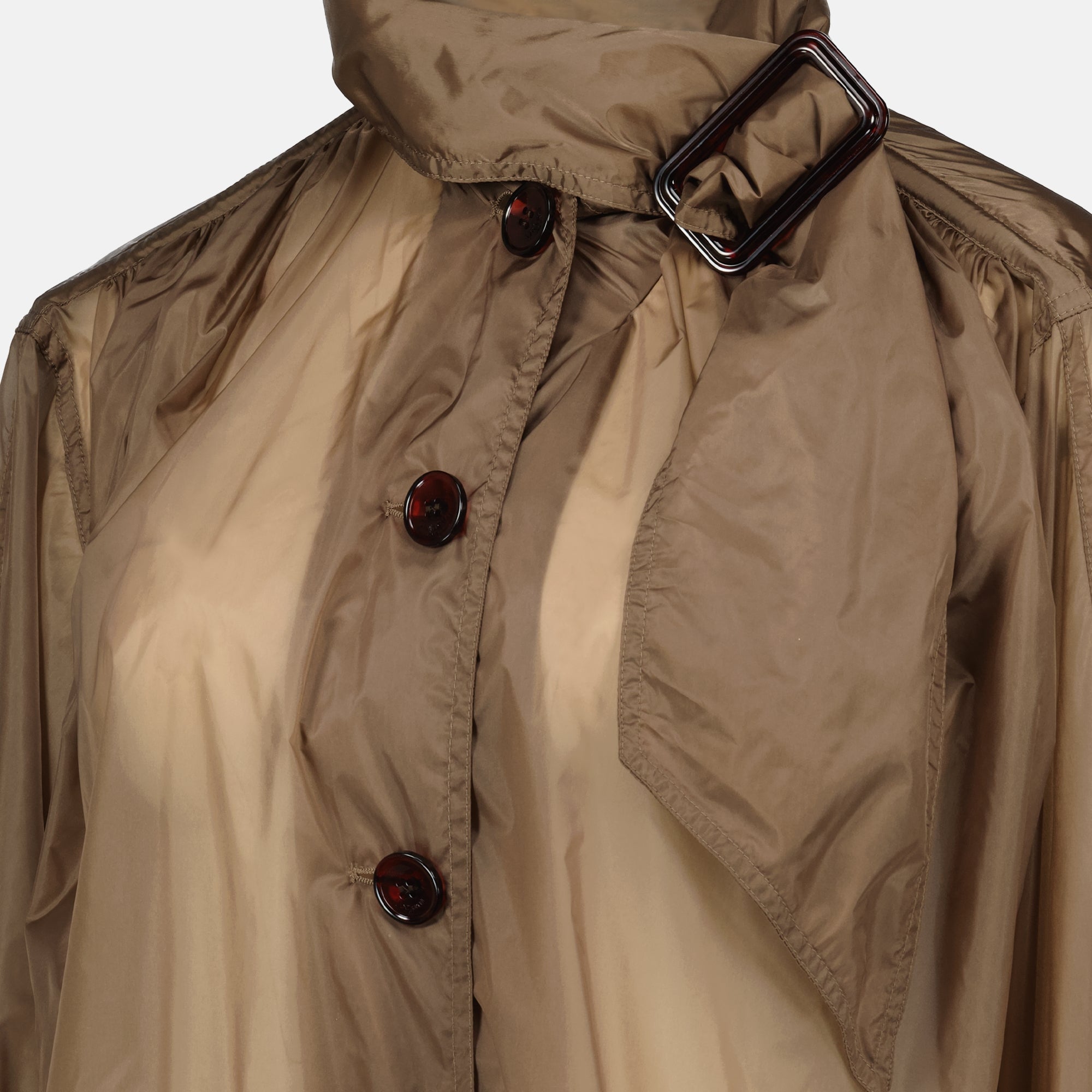 Blouse à Lavallière en Nylon Marron