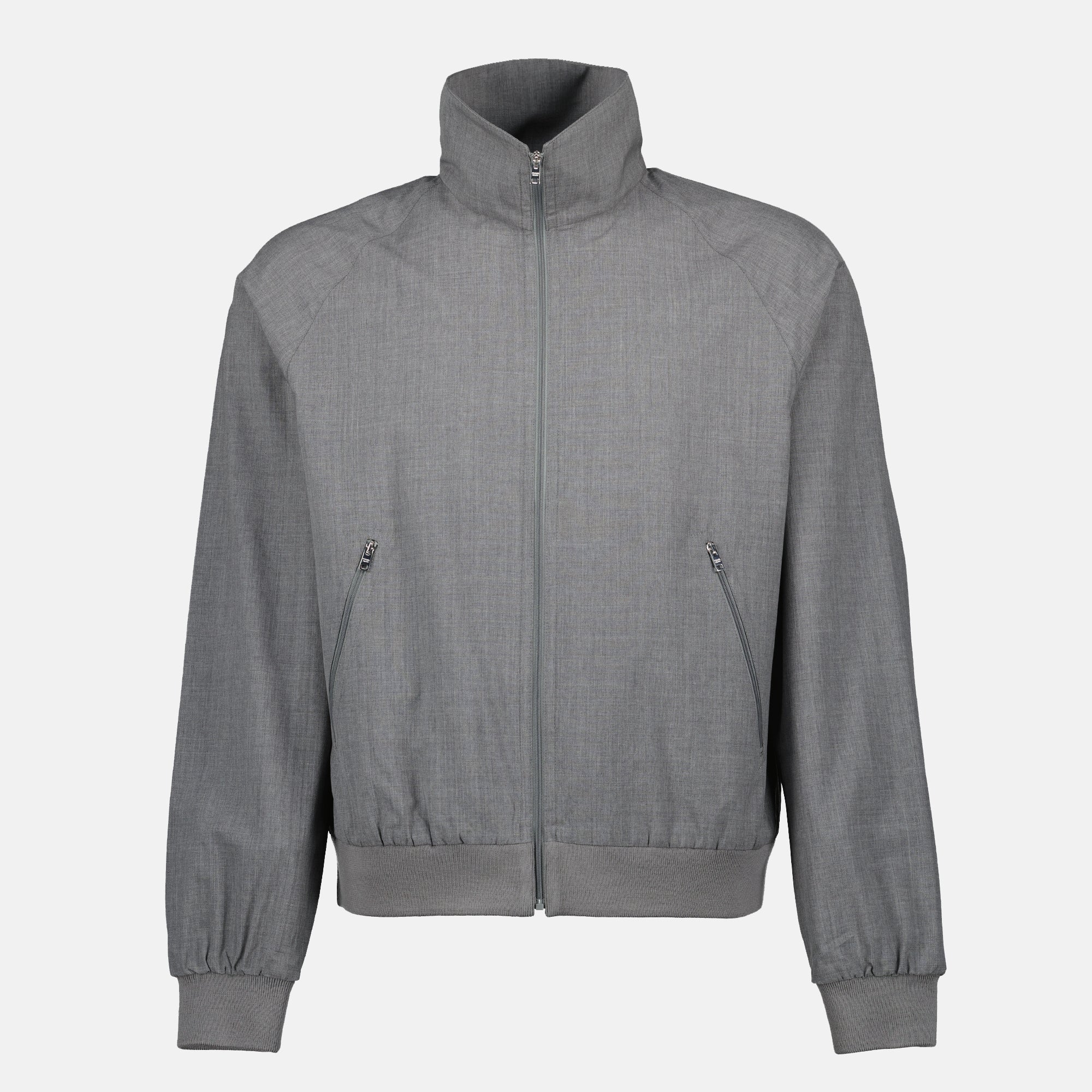 Prada jacket, grey wool jacket, men's outerwear, Autumn-Winter collection, high collar jacket