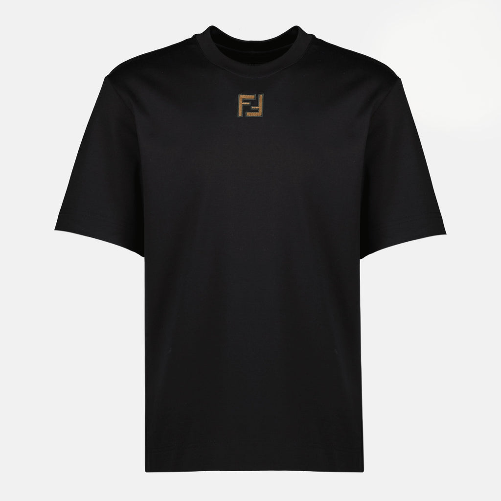 Image of Black Cotton T-Shirt by Fendi for Men - Season Spring-Summer 2026 - Front View