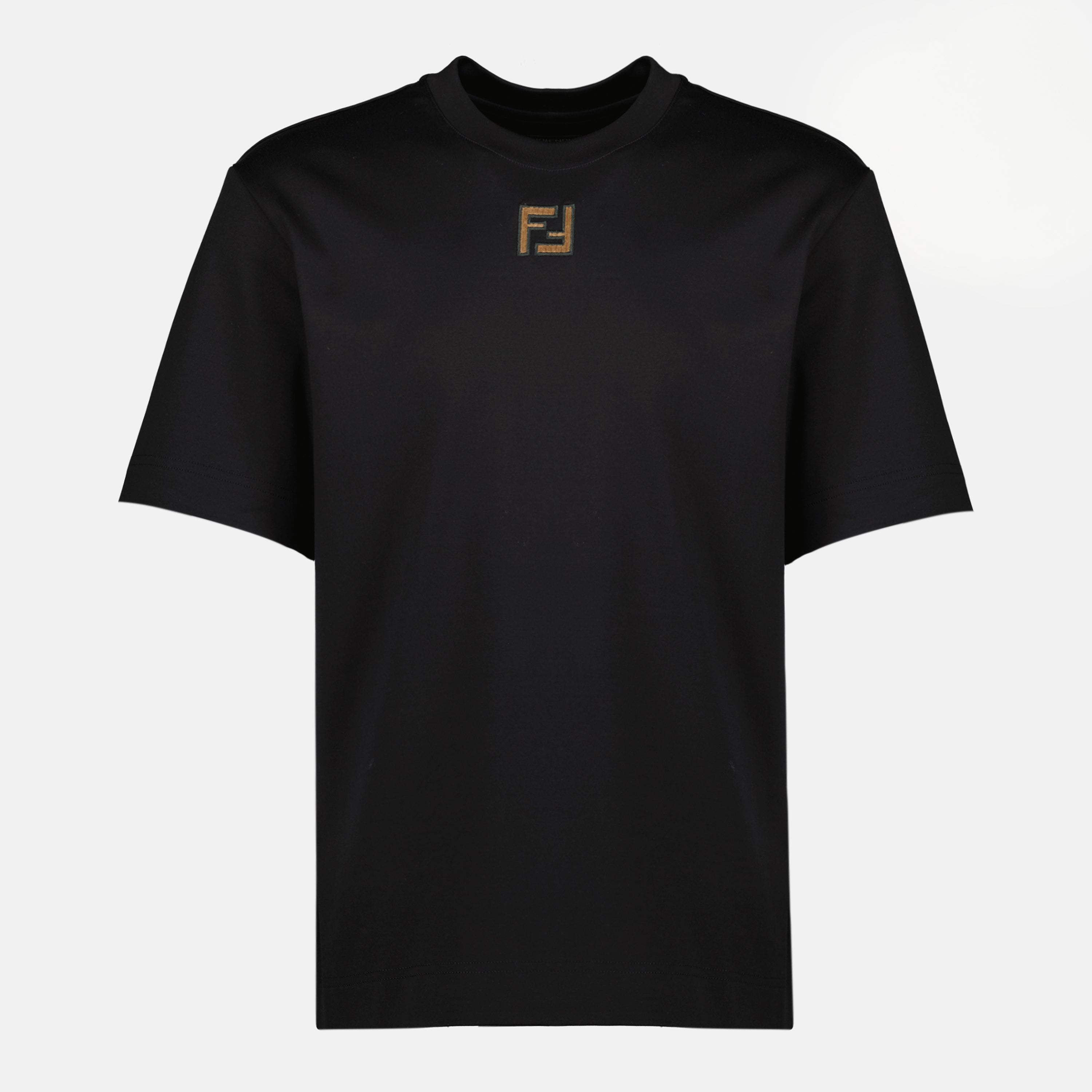 Image of Black Cotton T-Shirt by Fendi for Men - Season Spring-Summer 2026 - Front View