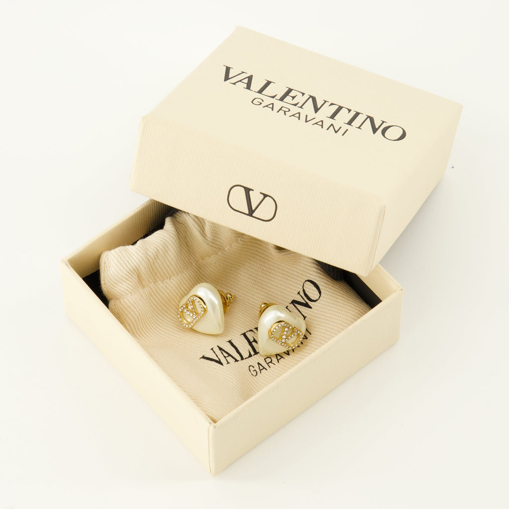 Boucles d'oreilles Vlogo en métal et cristaux Swarovski