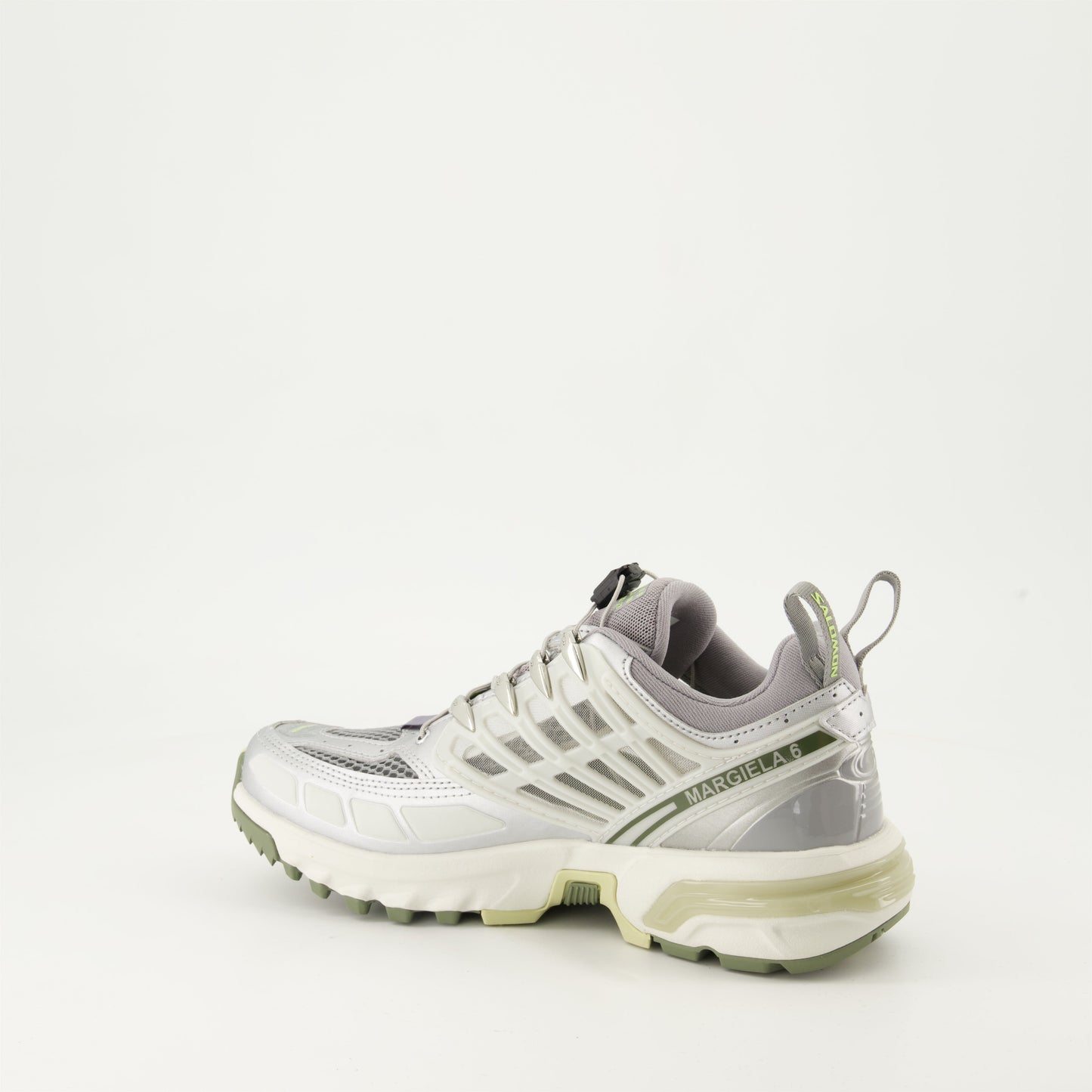 MM6 sneakers, Salomon collaboration, silver athletic shoes, stylish sneakers, designer footwear