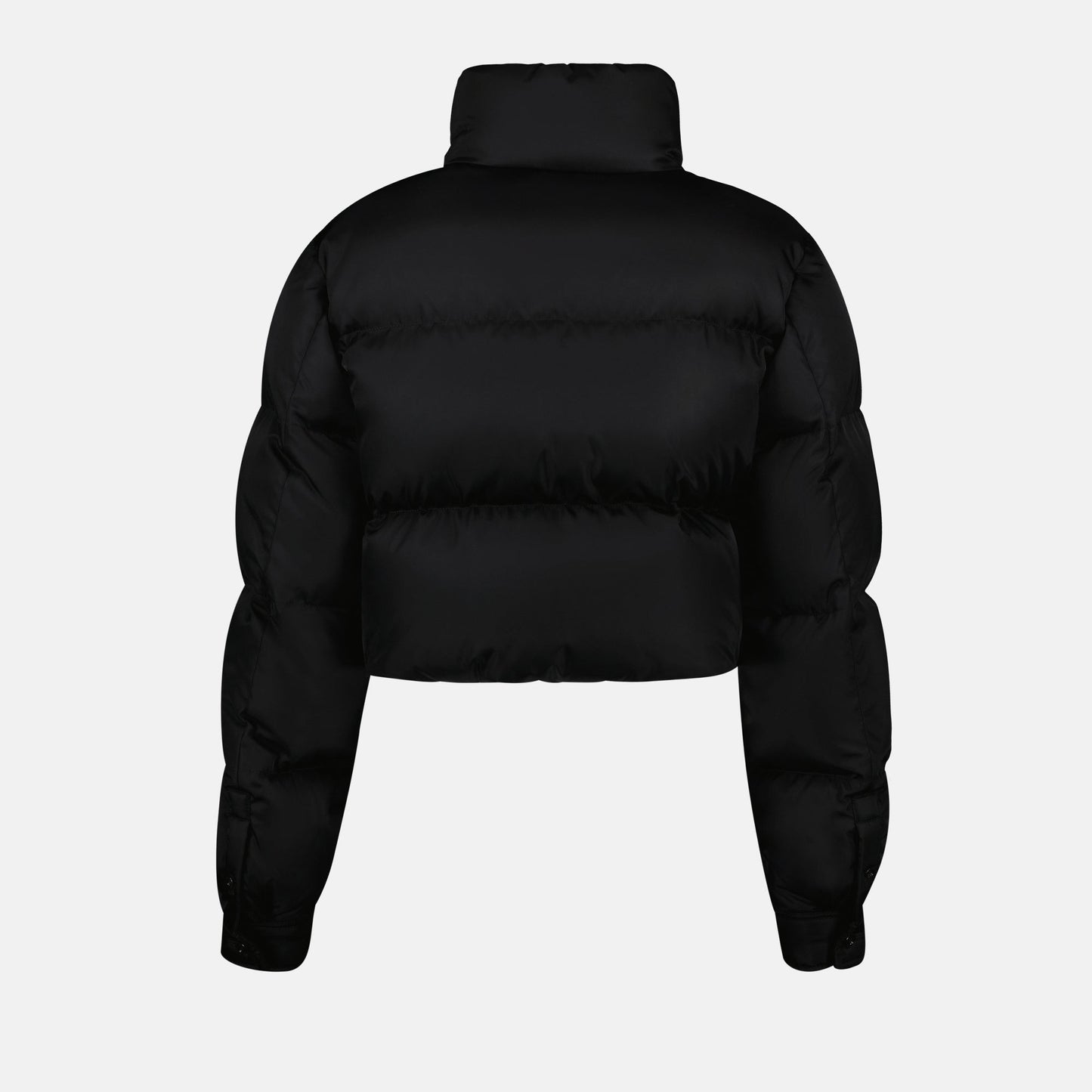 Prada down jacket, Re-Nylon jacket, sustainable luxury, black down jacket, high-end fashion