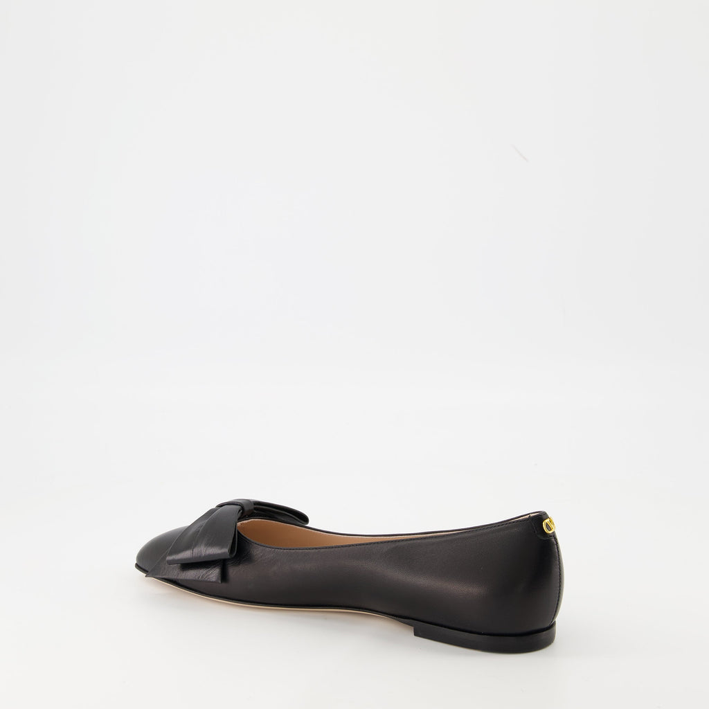Valentino ballerinas, Bowow design, black goatskin flats, VLogo Signature, luxury footwear