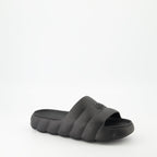 Moncler sandals, black slide sandals, Lilo sandals, luxury footwear, elegant slide sandals