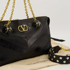 Image of Panthea Black Leather Bag by Valentino Garavani for Women - Season Autumn-Winter 2025 - Detail View 1