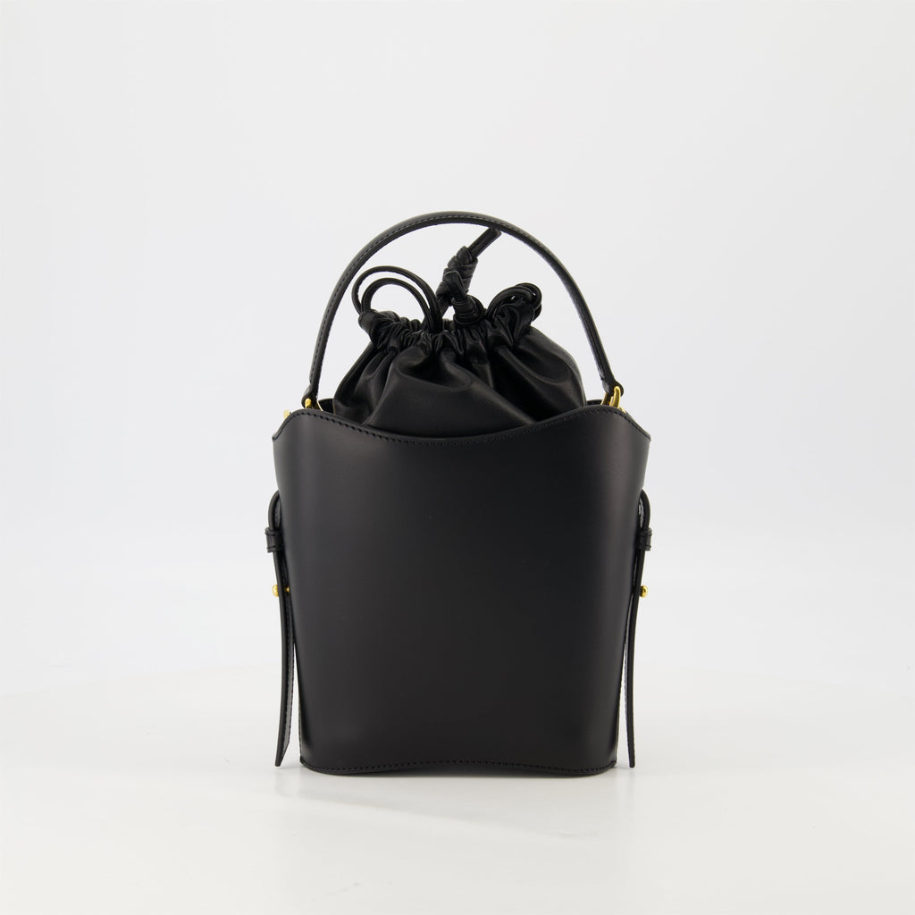 Mini Bucket Bag, AMI Paris, black leather bag, luxury accessories, crossbody bag
