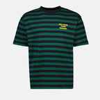 striped t-shirt, black green t-shirt, round neck tee, casual wear, Drole De Monsieur
