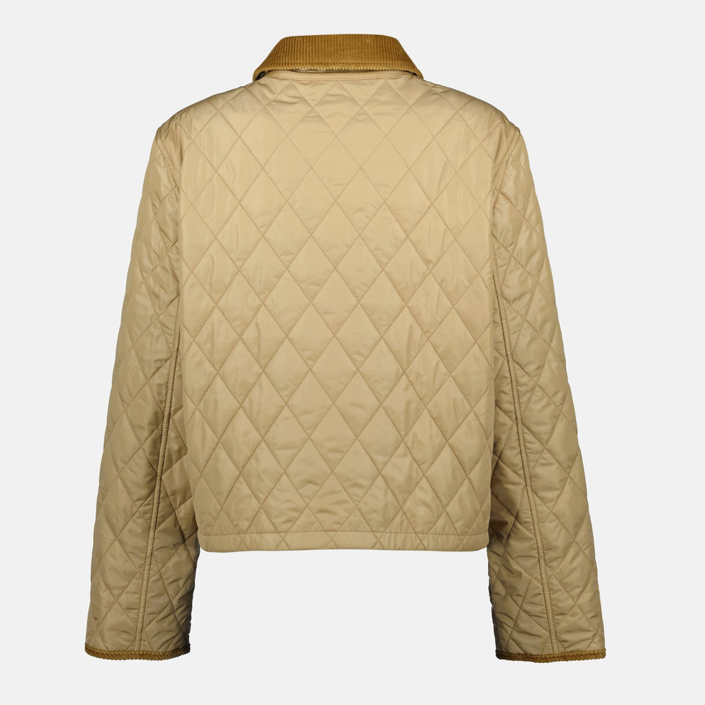 Burberry jacket, quilted jacket, beige outerwear, Fall-Winter collection, designer women's jacket