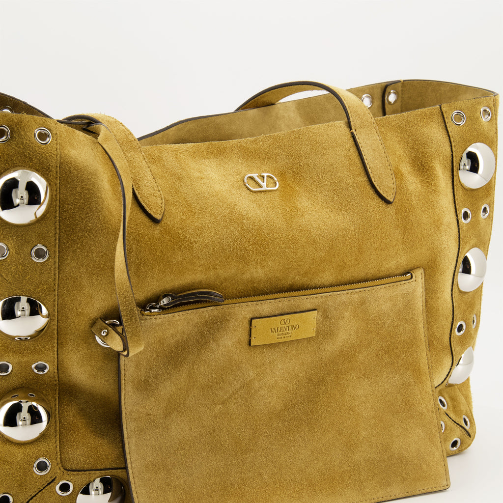 Nellcôte tote bag, Valentino Garavani, suede handbag, VLogo Signature, luxury accessories