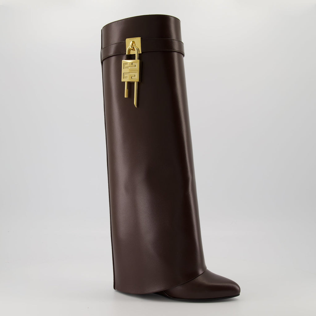 Givenchy, Shark Lock boots, brown leather boots, luxury footwear, designer boots