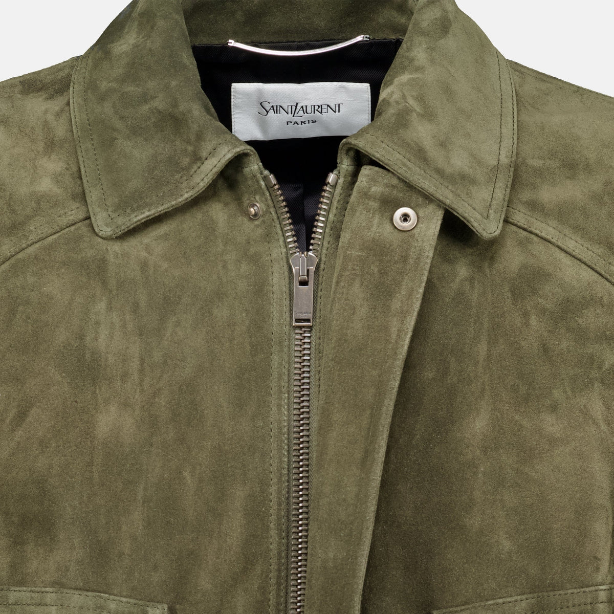 Khaki Suede Leather Bomber Jacket