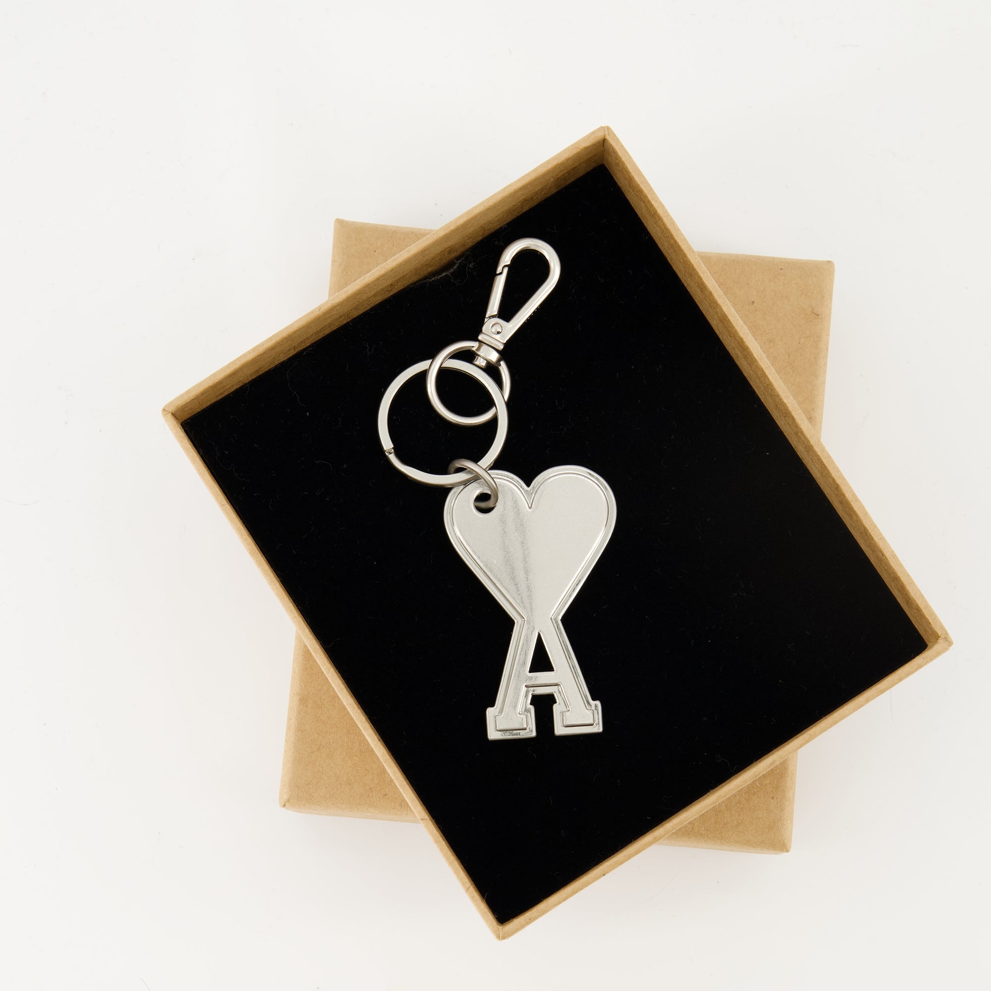Ami Paris keychain, silver keychain, brass keychain, unisex accessory, luxury keychain