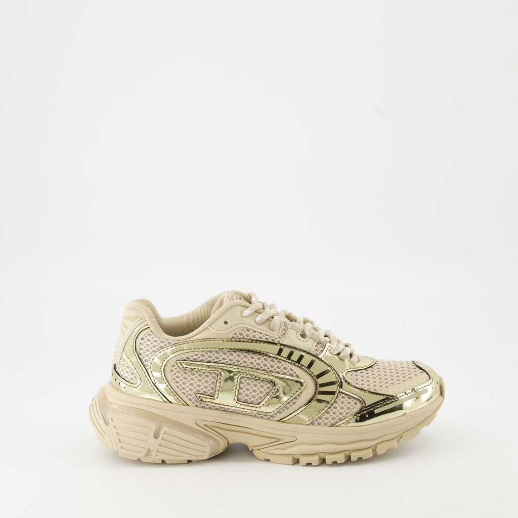 Diesel sneakers, breathable mesh footwear, modern sneaker design, S-Pro-V-Dense Low, beige casual shoes
