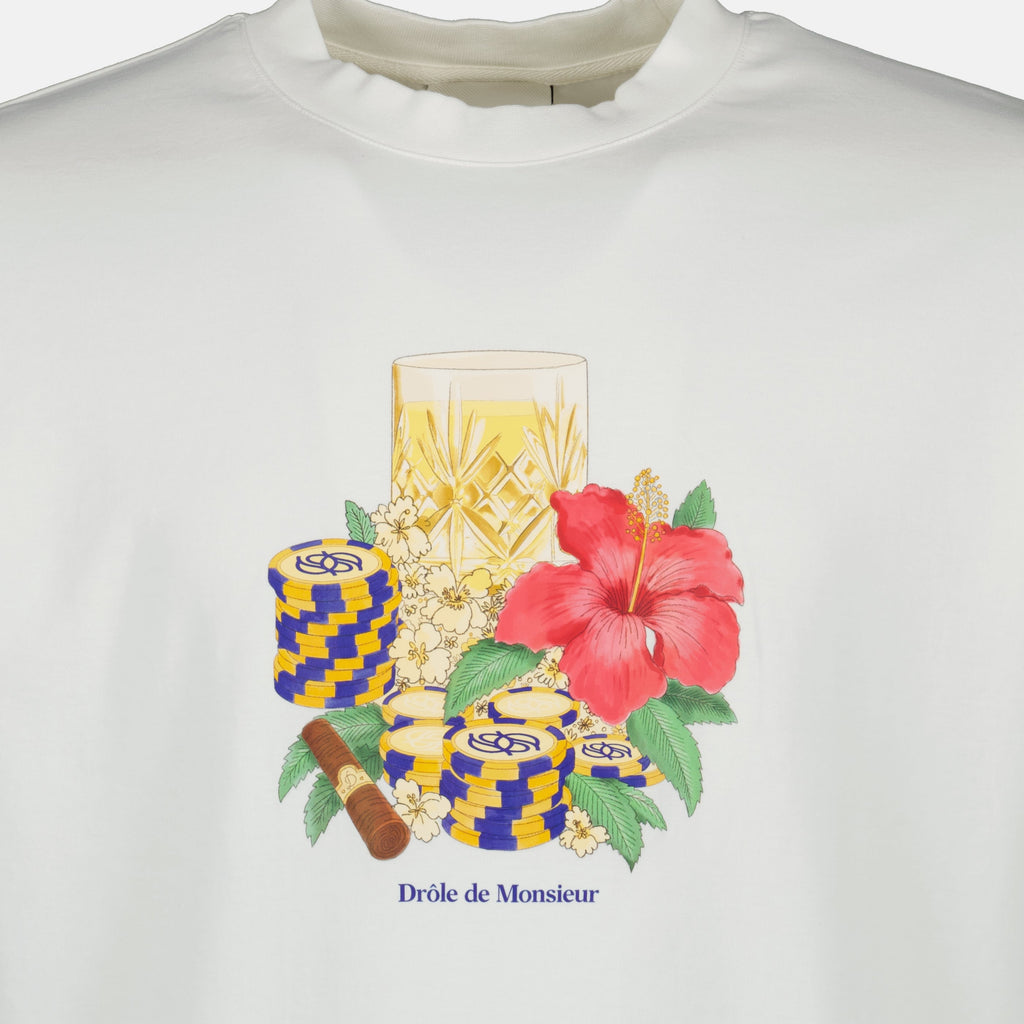 T-shirt blanc Hibiscus Club - Drôle de Monsieur