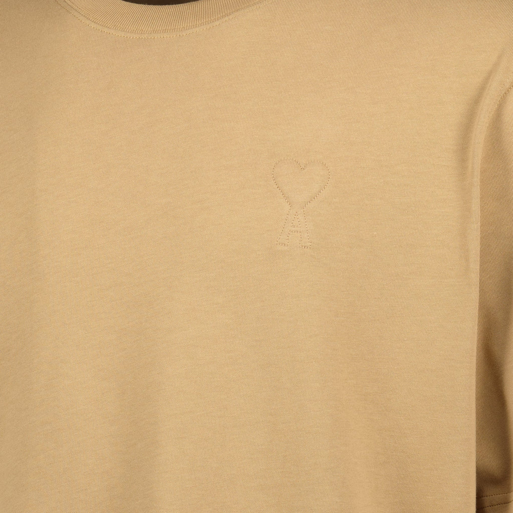 Image of Brown Cotton T-Shirt by Ami PARIS for Unisex - Season Autumn-Winter 2025 - Product detail view 2