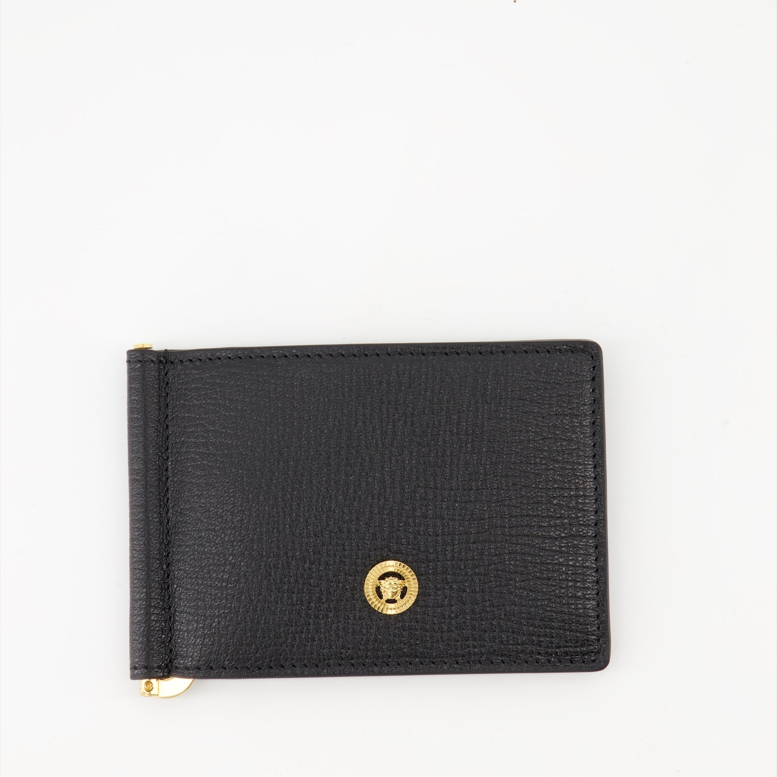 Versace wallet, textured leather wallet, Medusa Biggie, luxury accessories, black wallet