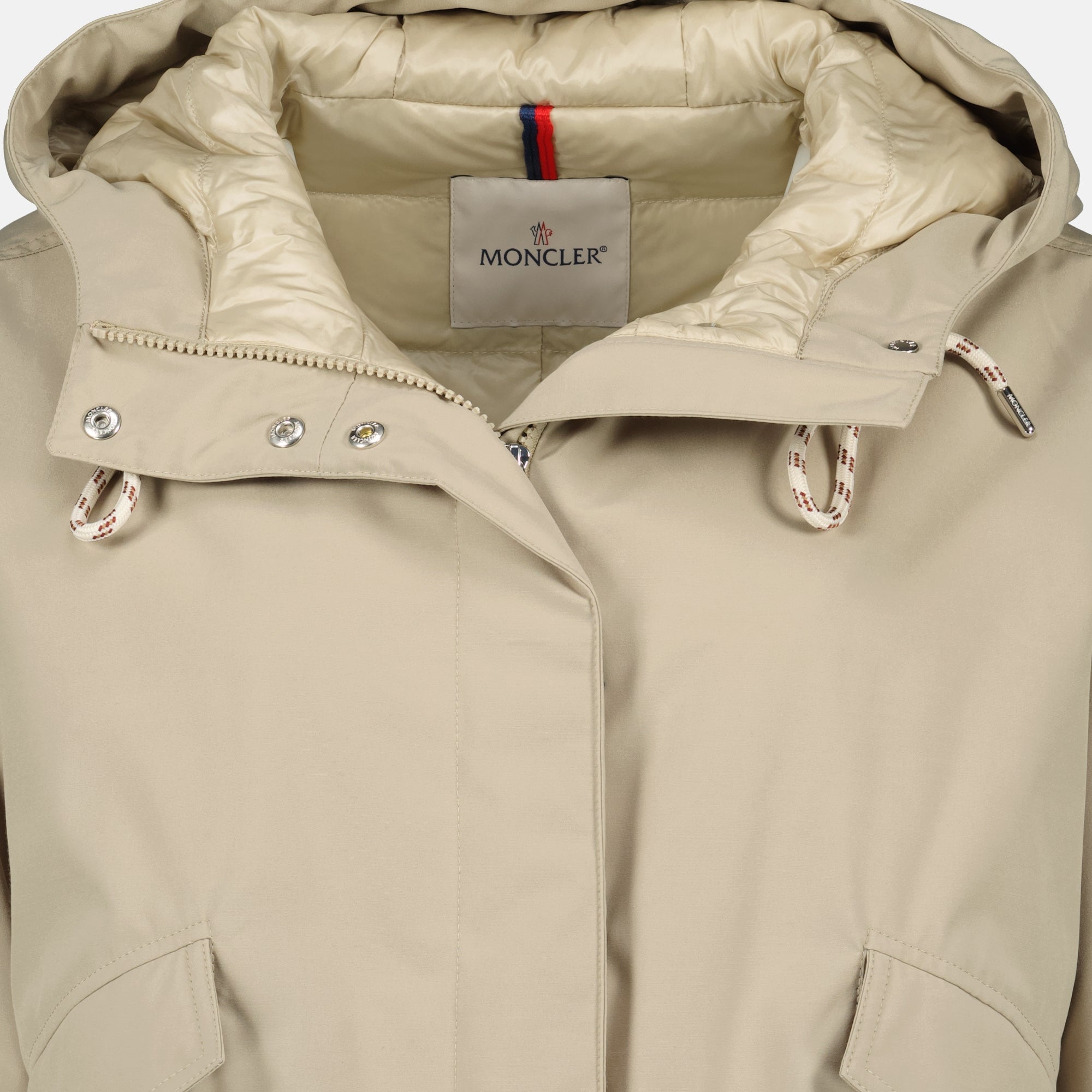 Image of Doudoune Courte Eucalyptus Beige by Moncler for Women - Season Spring-Summer 2026 - Detail View 2