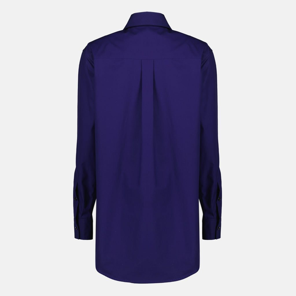 Camisa de popelina azul marino con aberturas