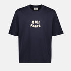 Ami Paris T-shirt, navy T-shirt, oversized T-shirt, cotton T-shirt, unisex fashion