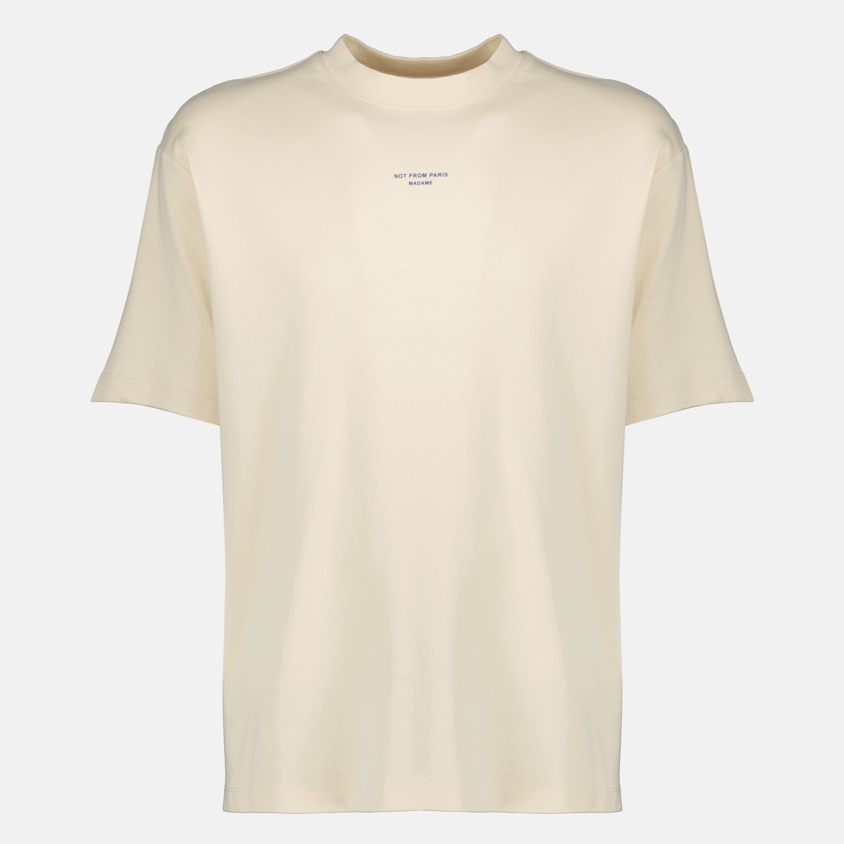 ベージュ Tシャツ スローガン「Not from Paris Madame」