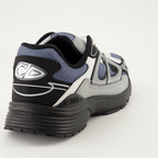 blue sneakers, grey sneakers, mesh design, gum sole sneakers, Fall-Winter 2024 footwear