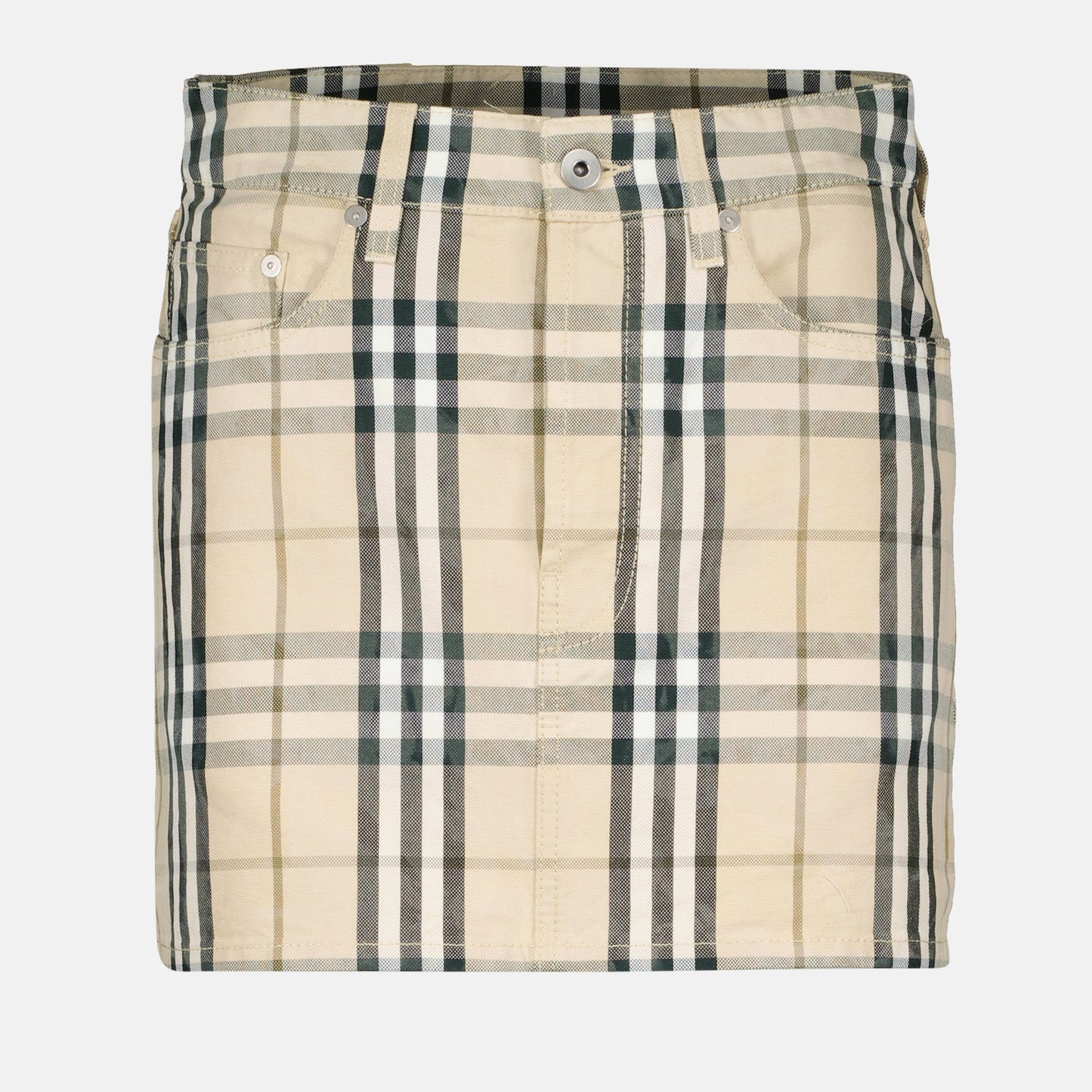 Burberry skirt, checkered mini skirt, denim mini skirt, beige skirt, Burberry Autumn-Winter 2024