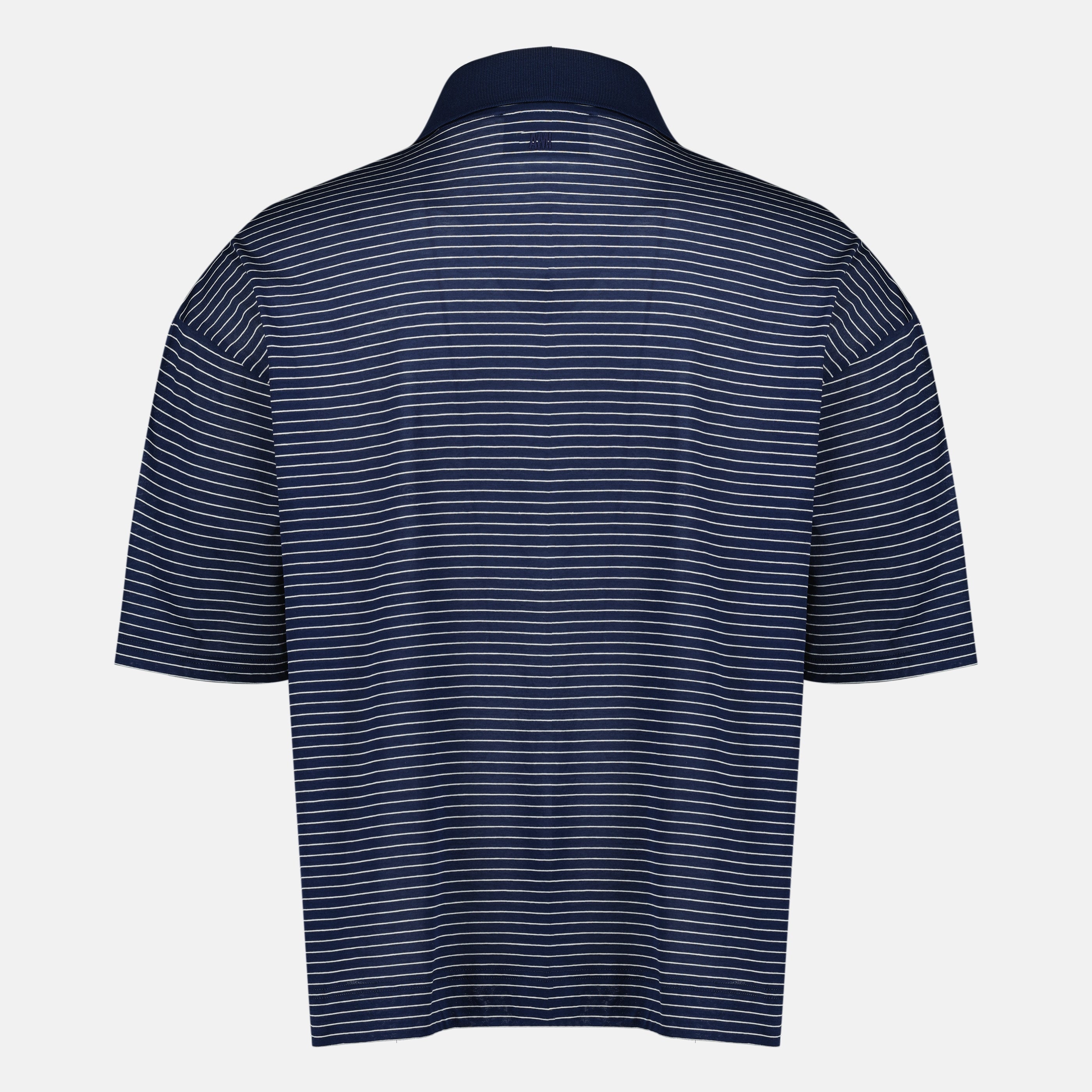 Navy Striped Cotton Polo