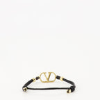 Valentino Garavani bracelet, VLogo signature accessory, cotton bracelet, gold finish jewelry, luxury fashion bracelet