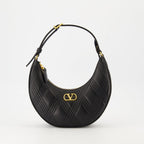 Image of Hobo Quiltie 67 Black Bag by Valentino Garavani for Women - Season Autumn-Winter 2025 - Front View