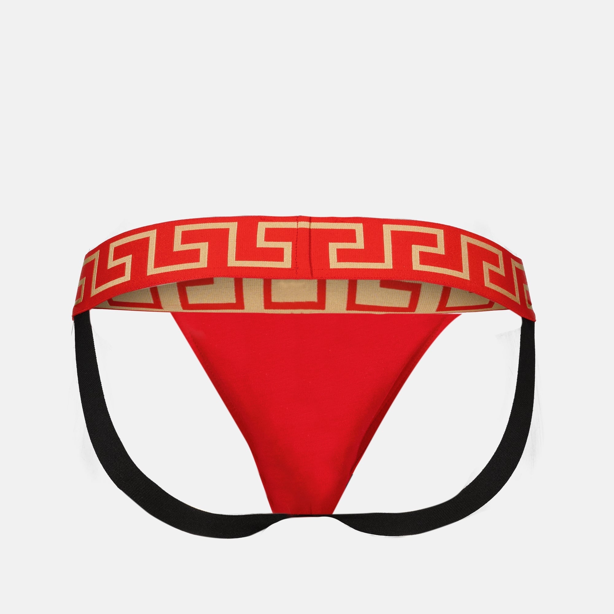 Medusa Greca jockstrap, cotton elastane blend, Fall-Winter 2024, red jockstrap, stylish menswear