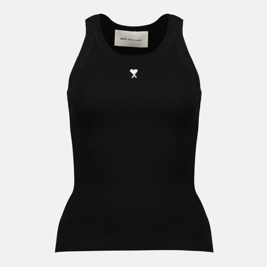 Image du débardeur ami de coeur noir par Ami PARIS pour femmes - Saison Printemps-Été 2026 - Vue de face