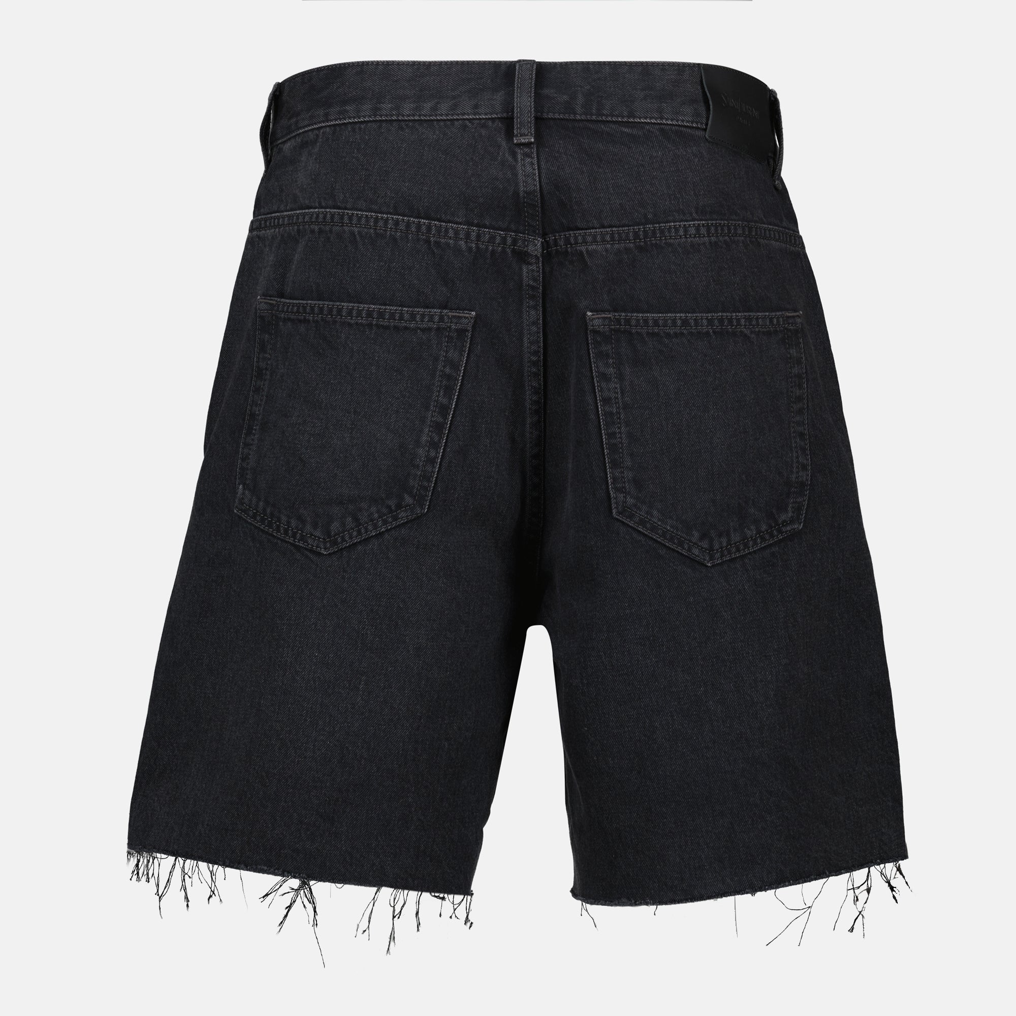 Bermuda shorts, black denim shorts, Saint Laurent shorts, contemporary fashion, women's shorts