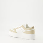 Image of Baskets Downtown Platform Sneakers by Prada for Women - Season Autumn-Winter 2024 - Back Right Three-Quarter View