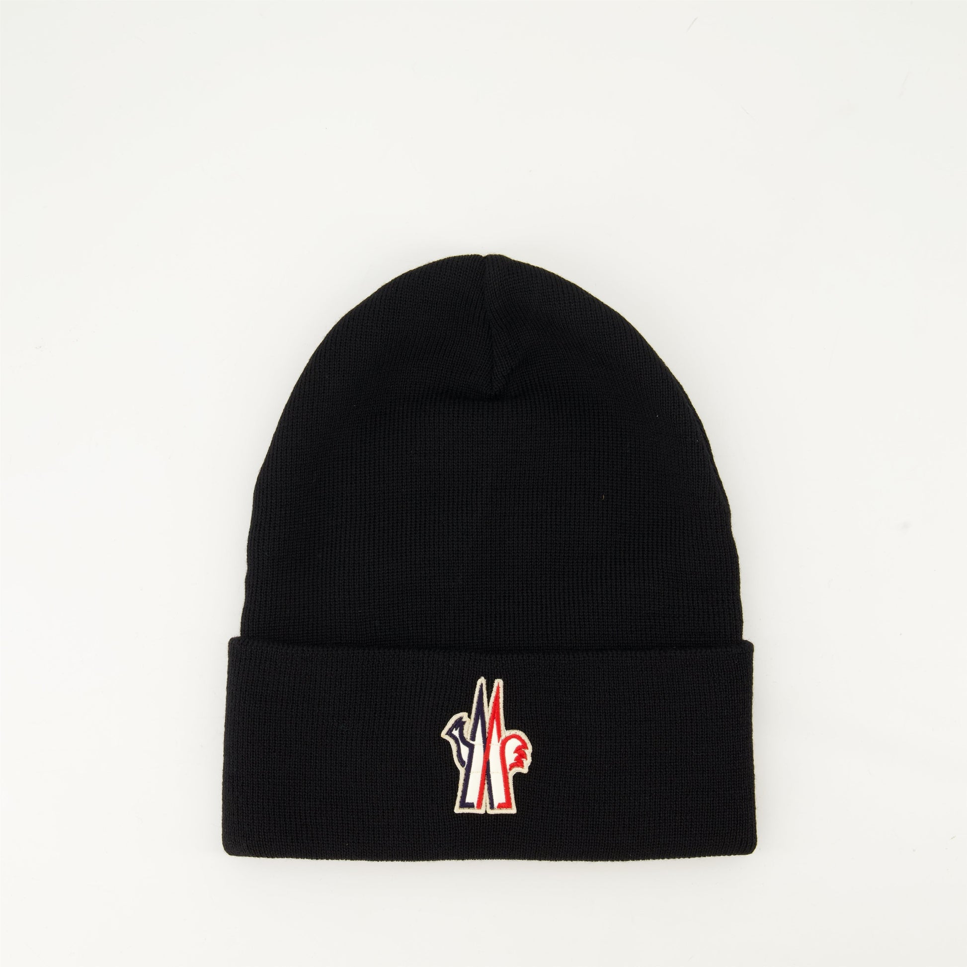 Ribbed Knit Beanie, Moncler Grenoble Beanie, Wool Winter Hat, Black Wool Beanie, Fall Winter Accessories