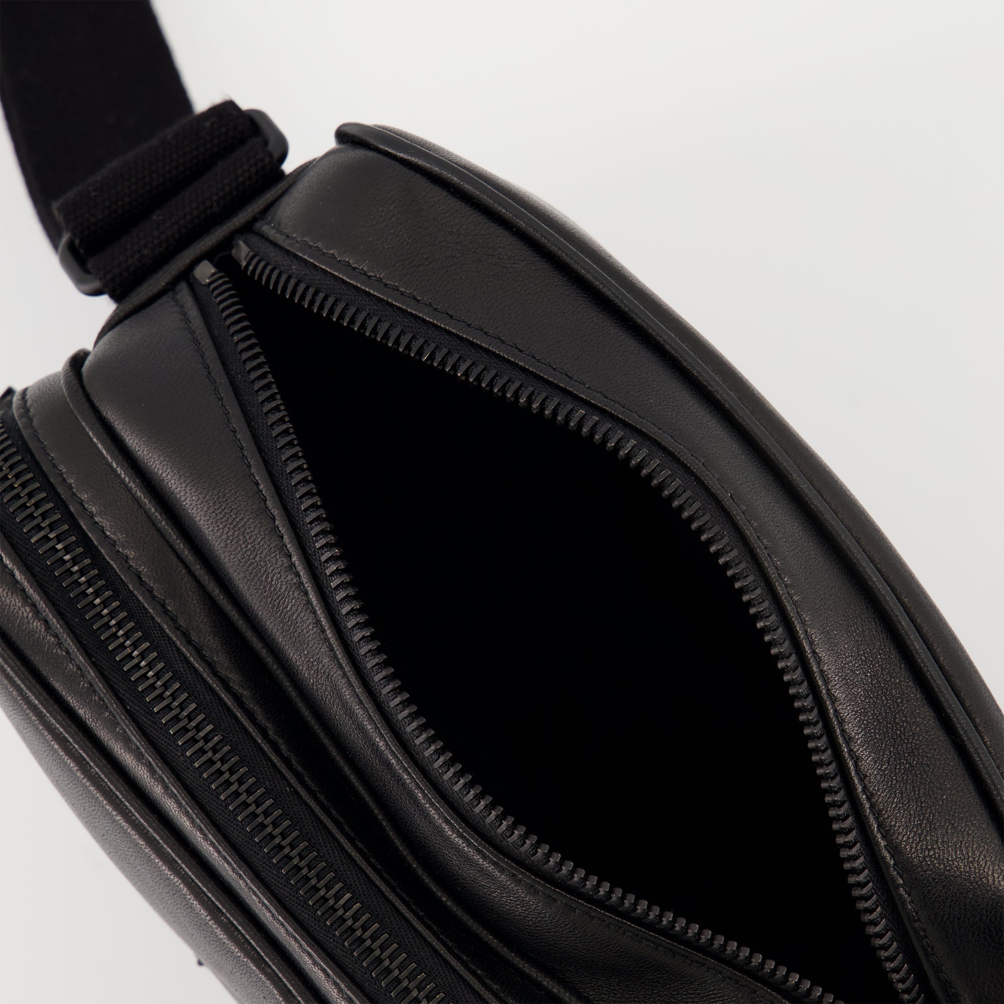 Saint Laurent camera bag, black leather accessory, luxury bag for men, Spring Summer 2025 collection, organized camera bag