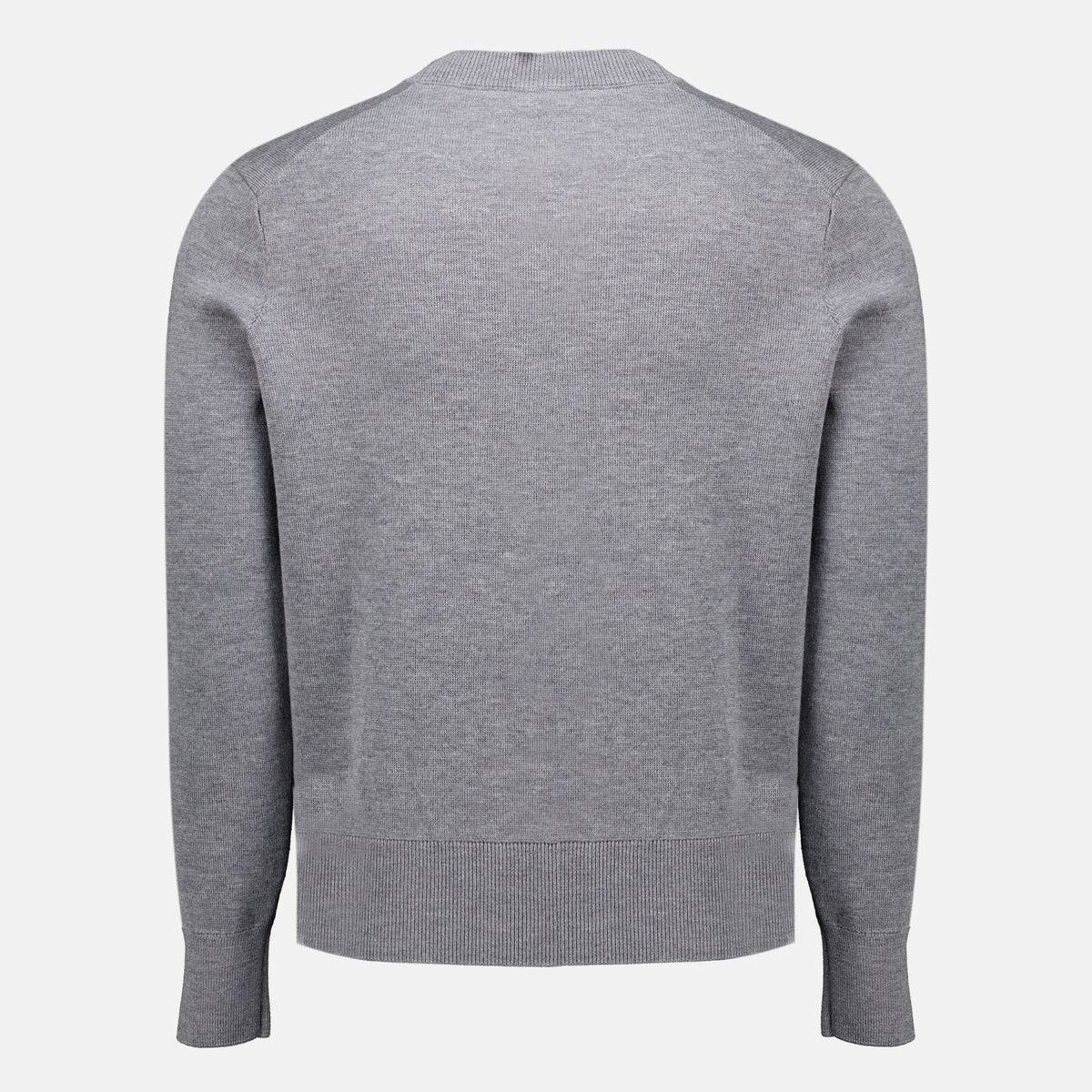 Maglione in lana grigia con logo ricamato
