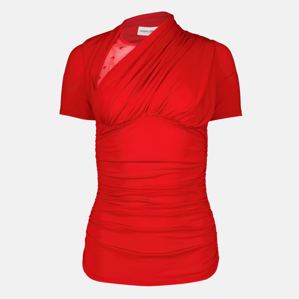 Top Drapé en Jersey Rouge