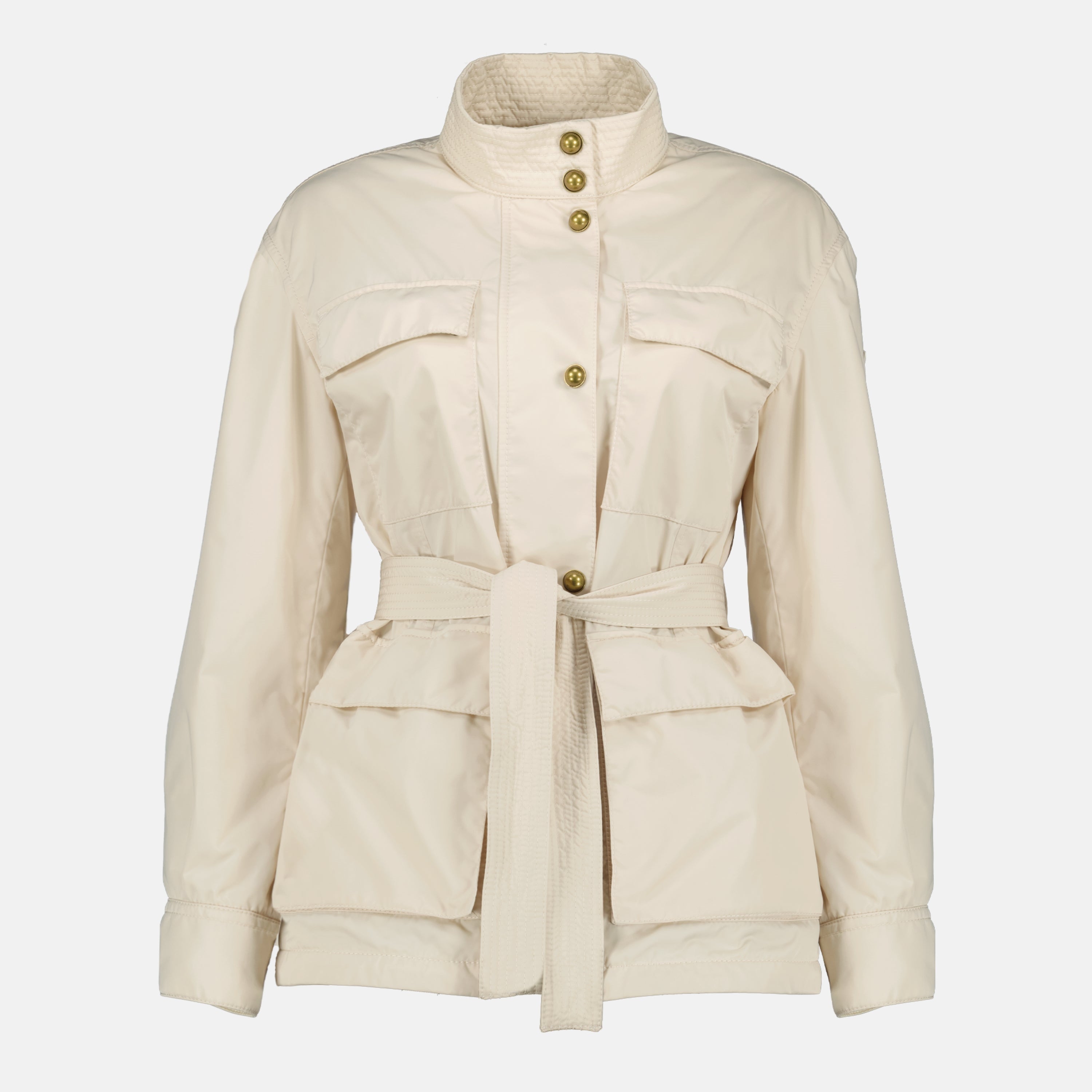 Image of Maitake Beige Belted Jacket by Moncler for Women - Season Spring-Summer 2026 - Front View