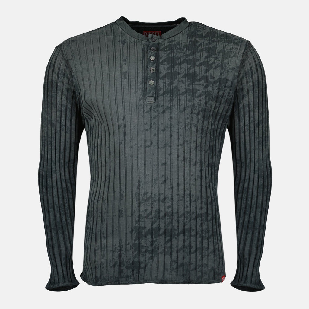 Diesel Long Sleeve T-Shirt, Cotton Elastane T-Shirt, Men's T-Shirt, Autumn Winter Collection, Stylish Casual Wear