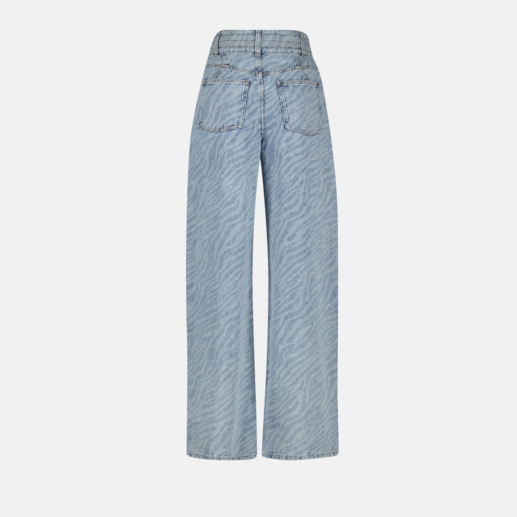 Light Blue Zebra Print Wide-Leg Jeans