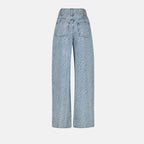 Light Blue Zebra Print Wide-Leg Jeans