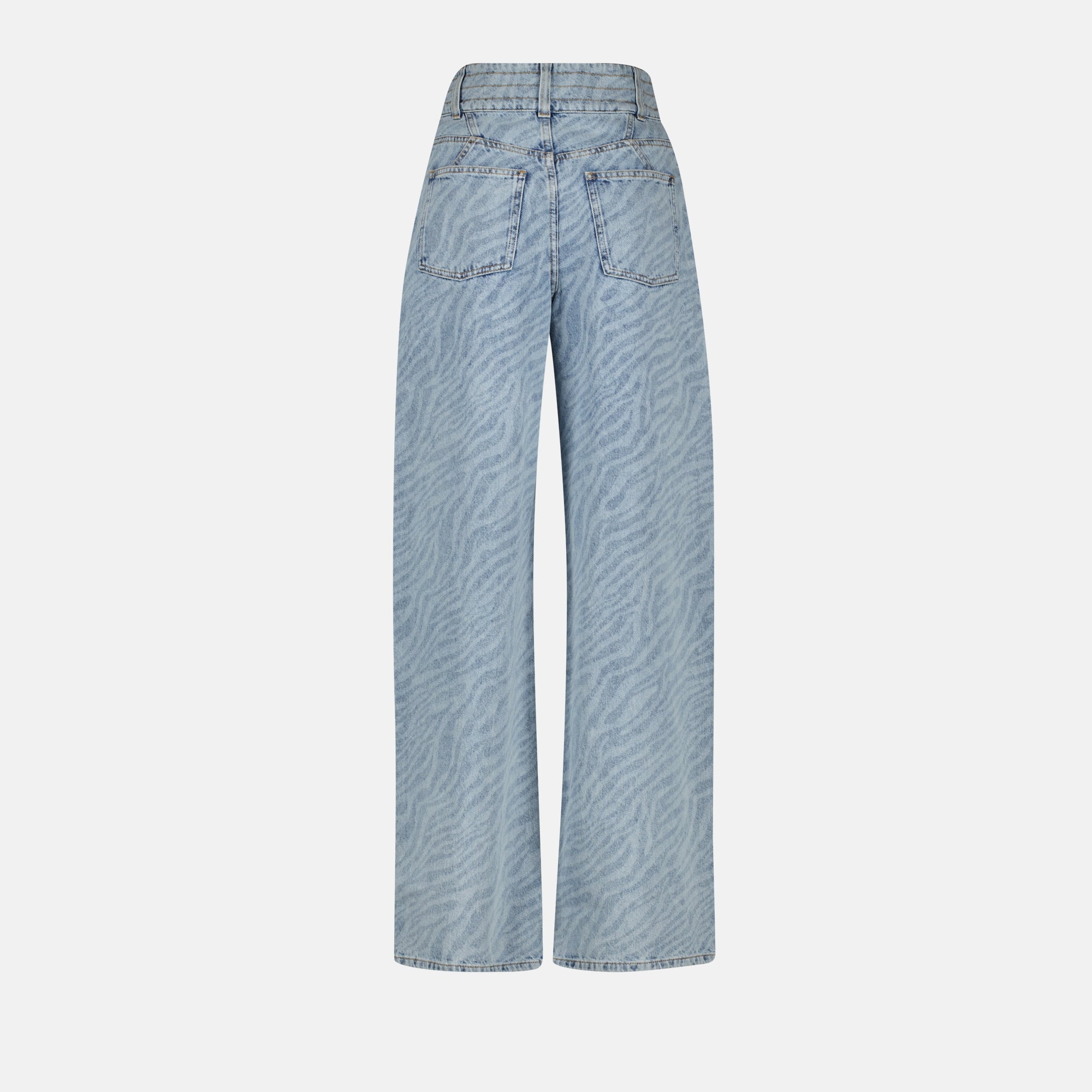 Light Blue Zebra Print Wide-Leg Jeans