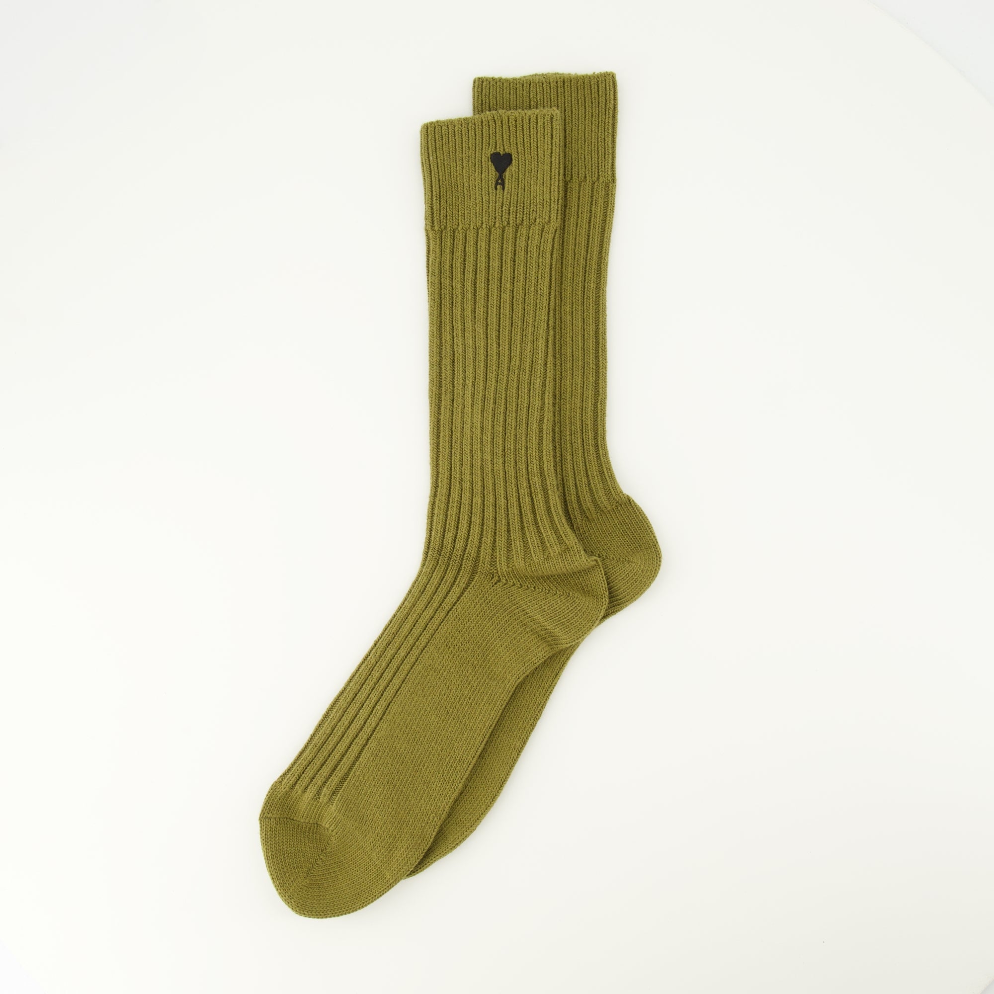 Ami de Coeur Socks, Kaki Socks, AMI Paris Accessories, Cotton Unisex Socks, Designer Socks