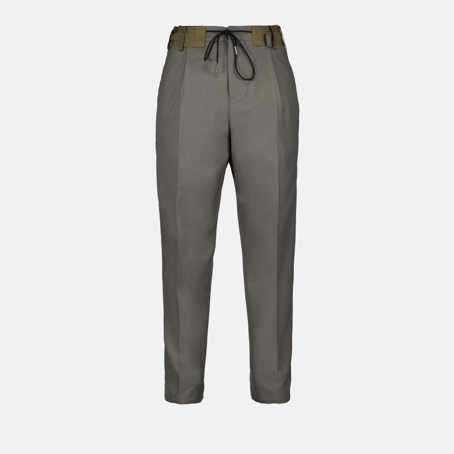 luxury wool pants, pleated pants, brown trousers, Sacai AW24, high-end fashion