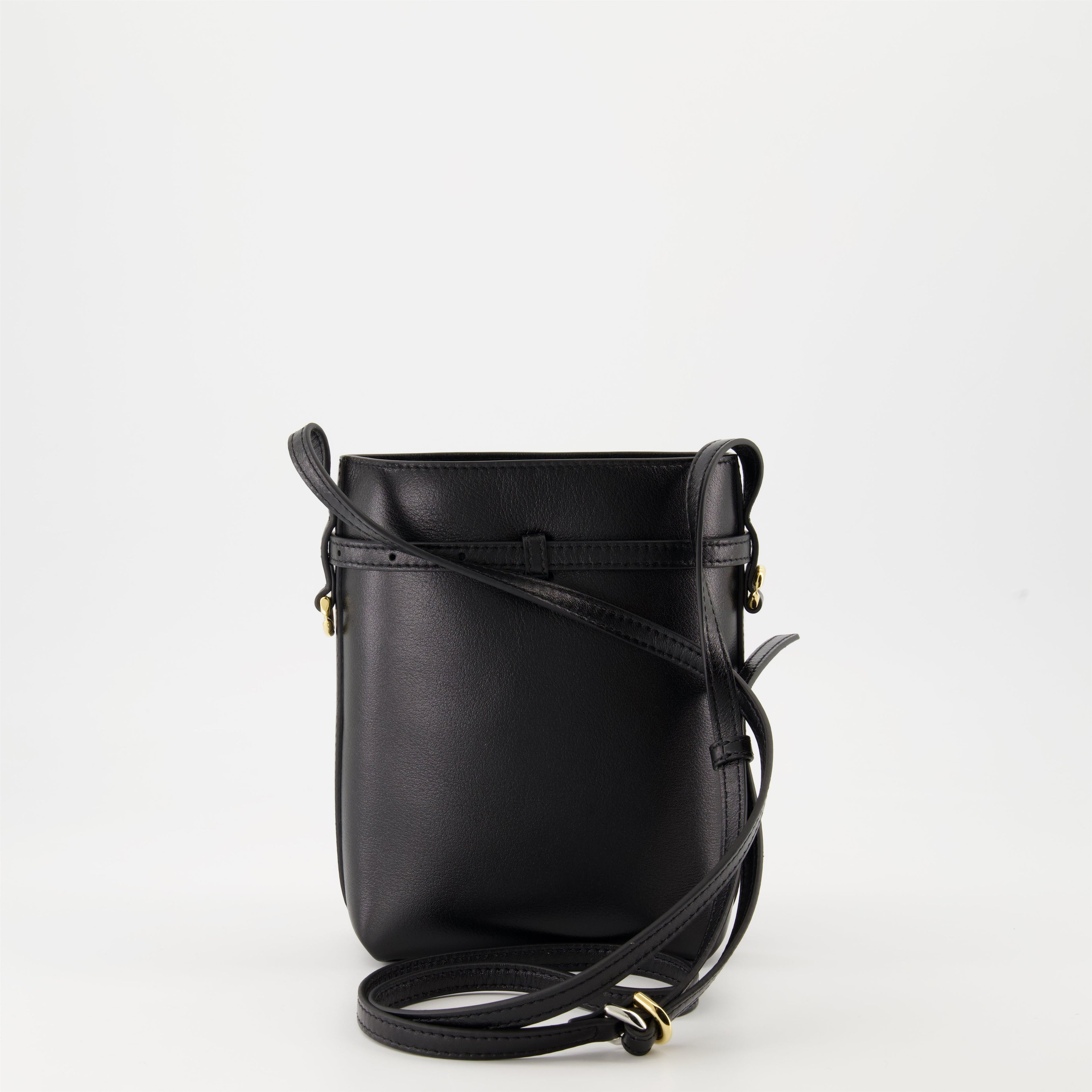 Givenchy, luxury bucket bag, calf leather, adjustable strap, black fashion accessory