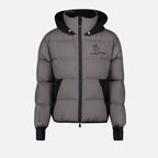 Image of Quilted Gray Jacket with Logo Patch by Moncler Grenoble for Men - Season Autumn-Winter 2024 - Front View